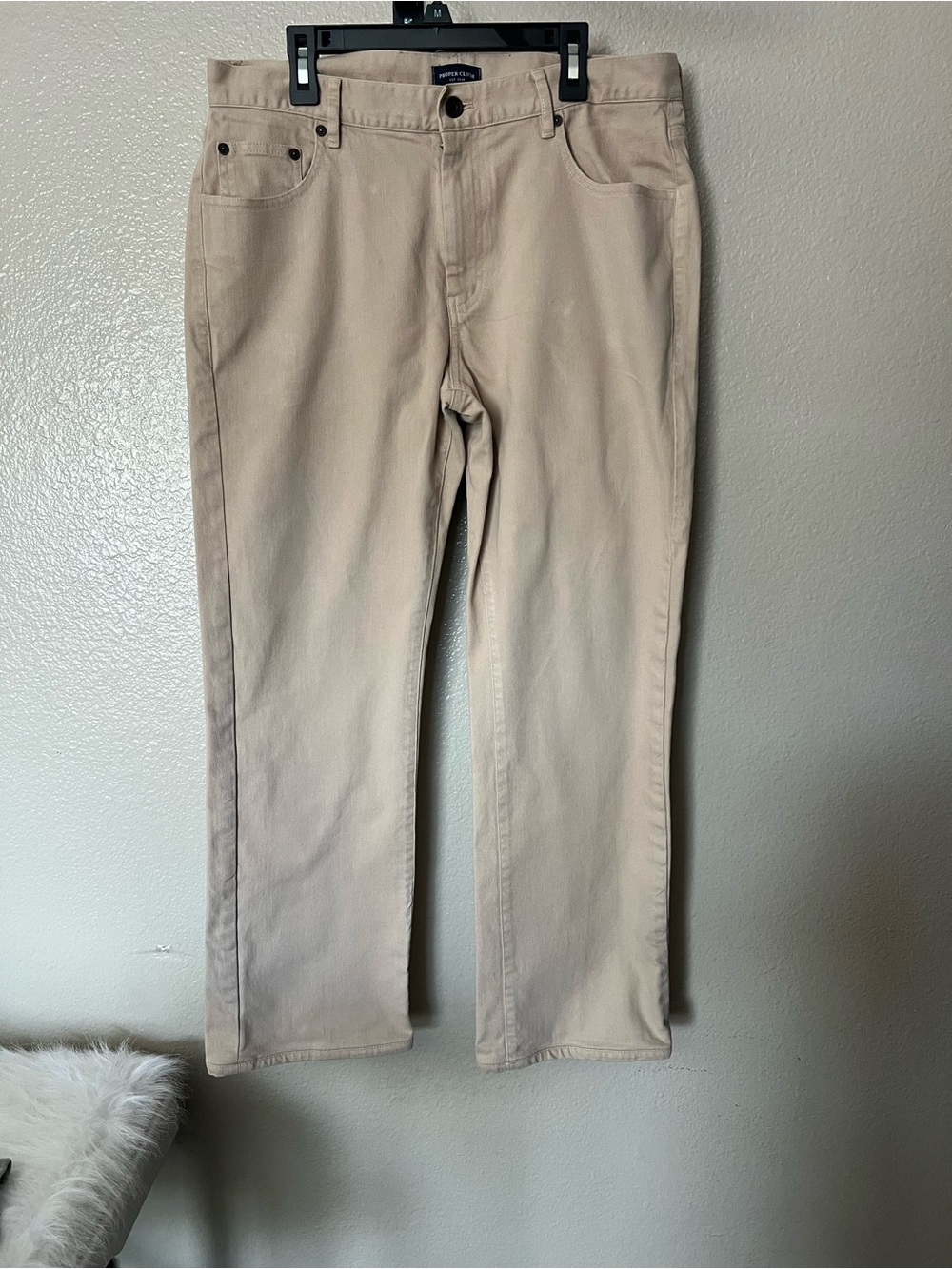 Men’s “Proper Cloth” Novara Tan Slub Stretch Cotton Twill jean. Waist sz.35. EUC